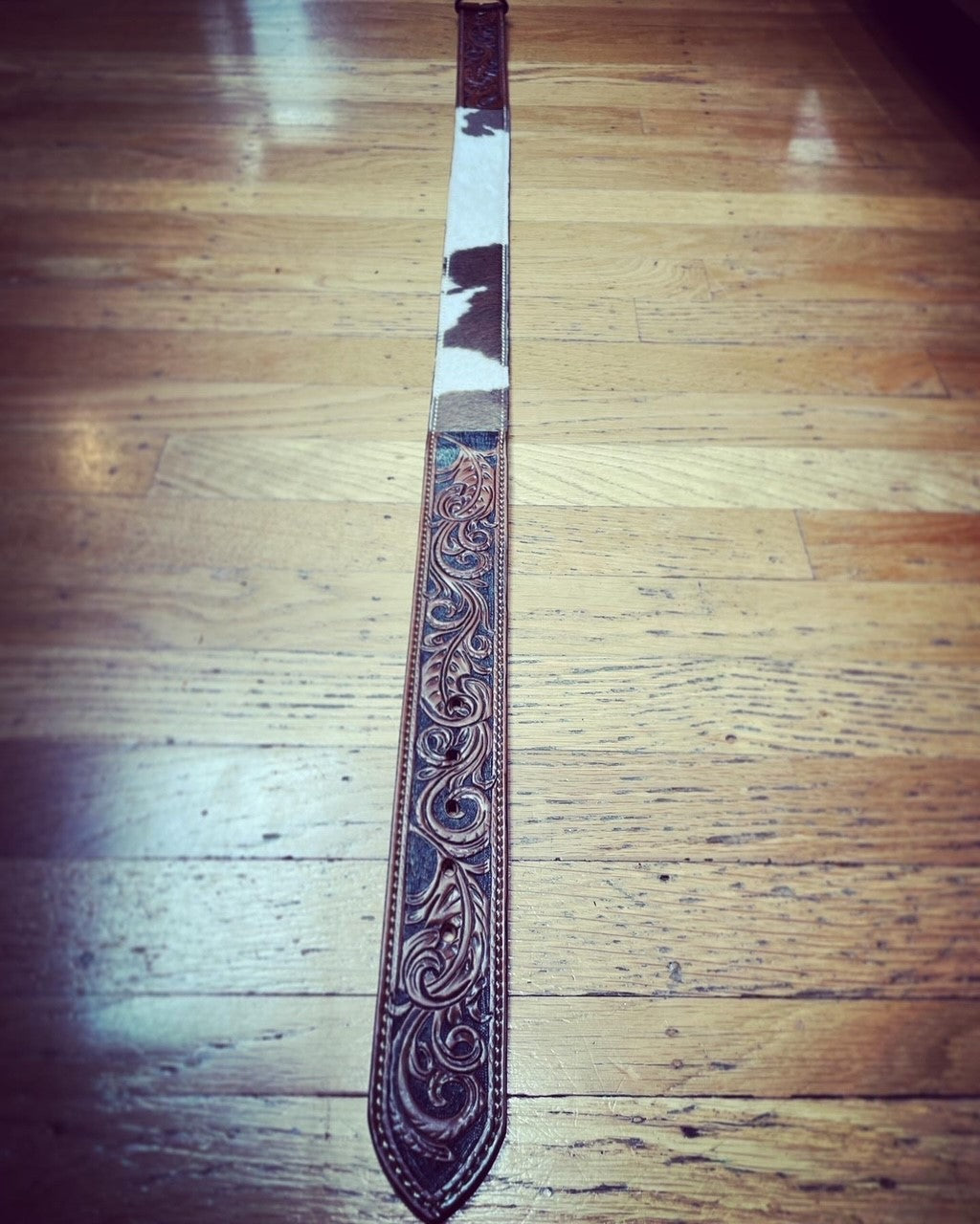 Cow Hide Tooled Belt