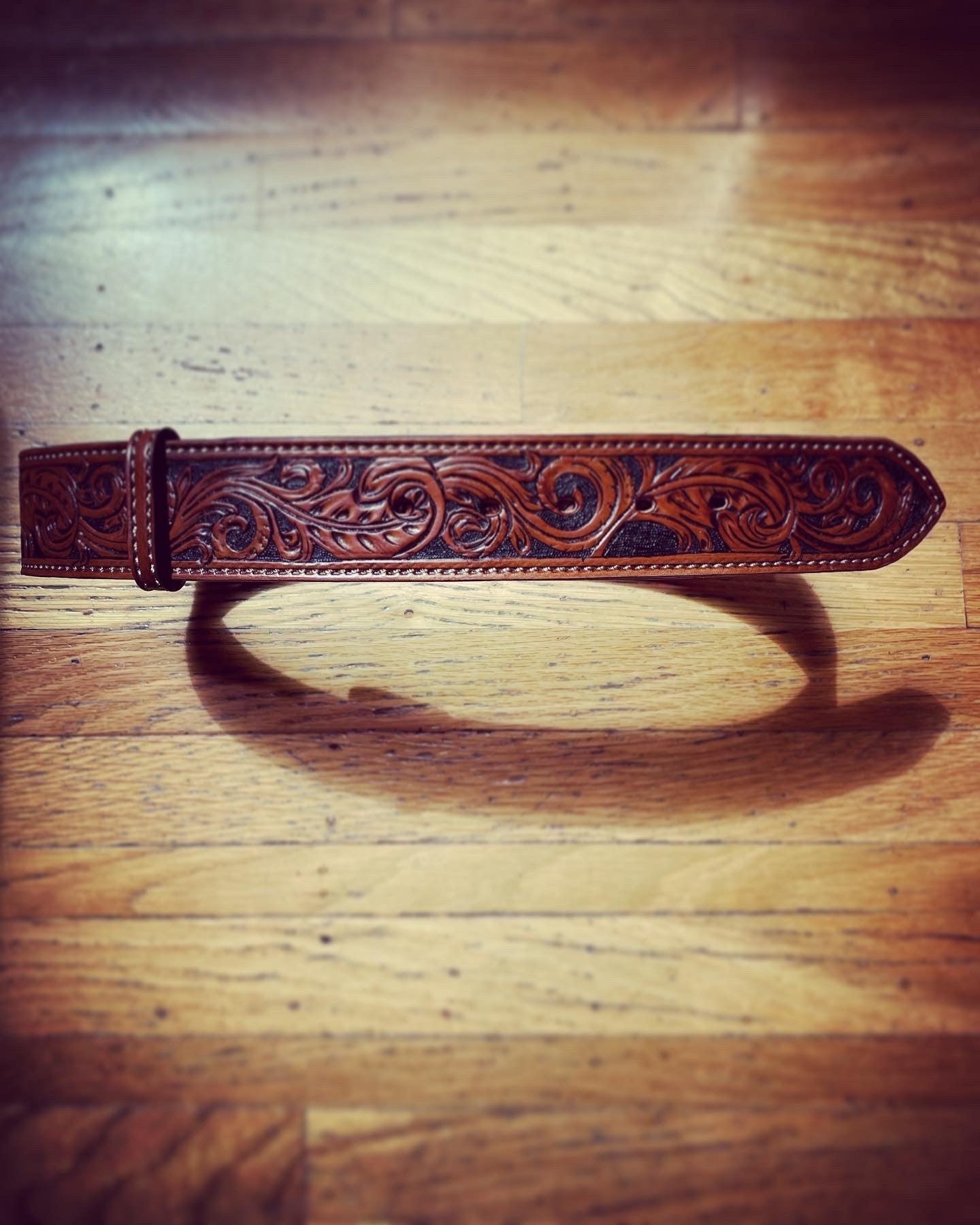 Cow Hide Tooled Belt